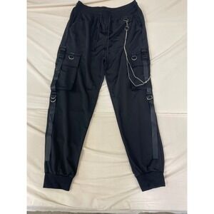 Meinvqiaoti Mens Techwear Cargo Joggers Black Strappy Streetwear Pants XL New